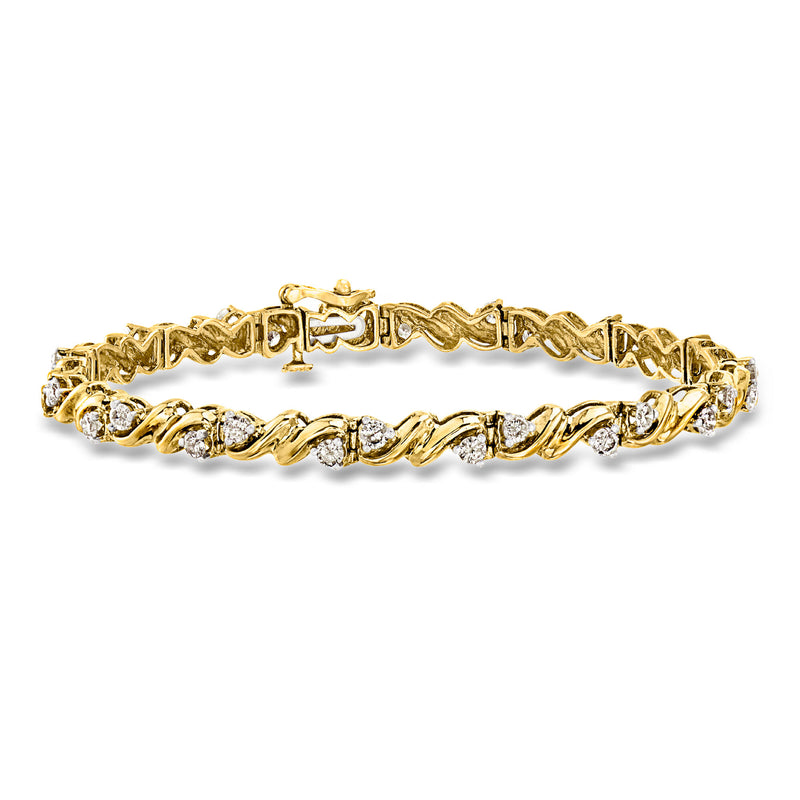 C. 1990 Vintage 2.00 ct. t.w. Diamond Curvy Link Bracelet in 14kt Yellow Gold. 7.5"
