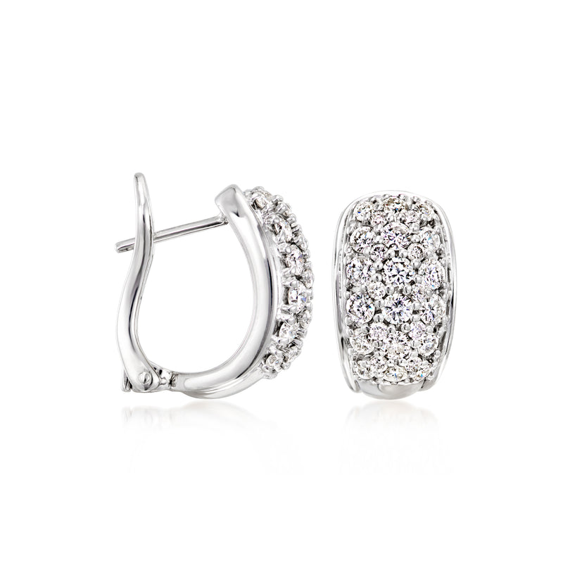 C. 1990 Vintage 2.50 ct. t.w. Diamond Curved Earrings in 14kt White Gold