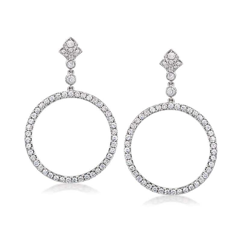 Diamond circle drop earrings in 18kt white gold
