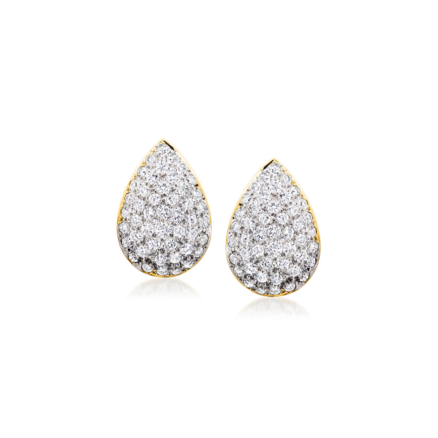 C. 1980 Vintage 1.40 ct. t.w. Diamond Teardrop Earrings in 18kt Two-Tone Gold