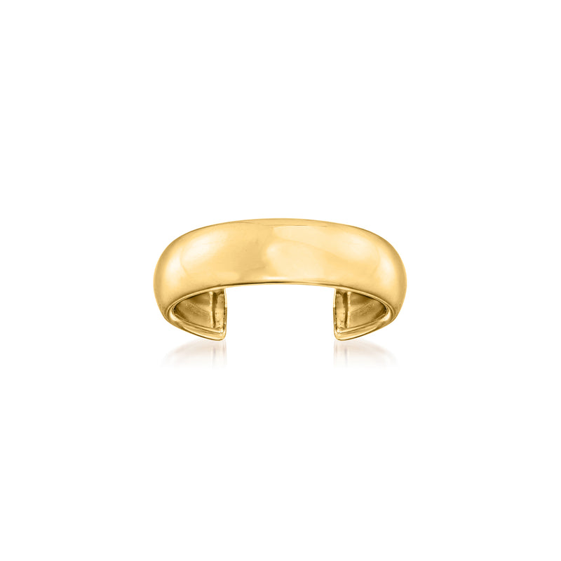 14kt yellow gold adjustable toe ring, rounded open cuff with hinge