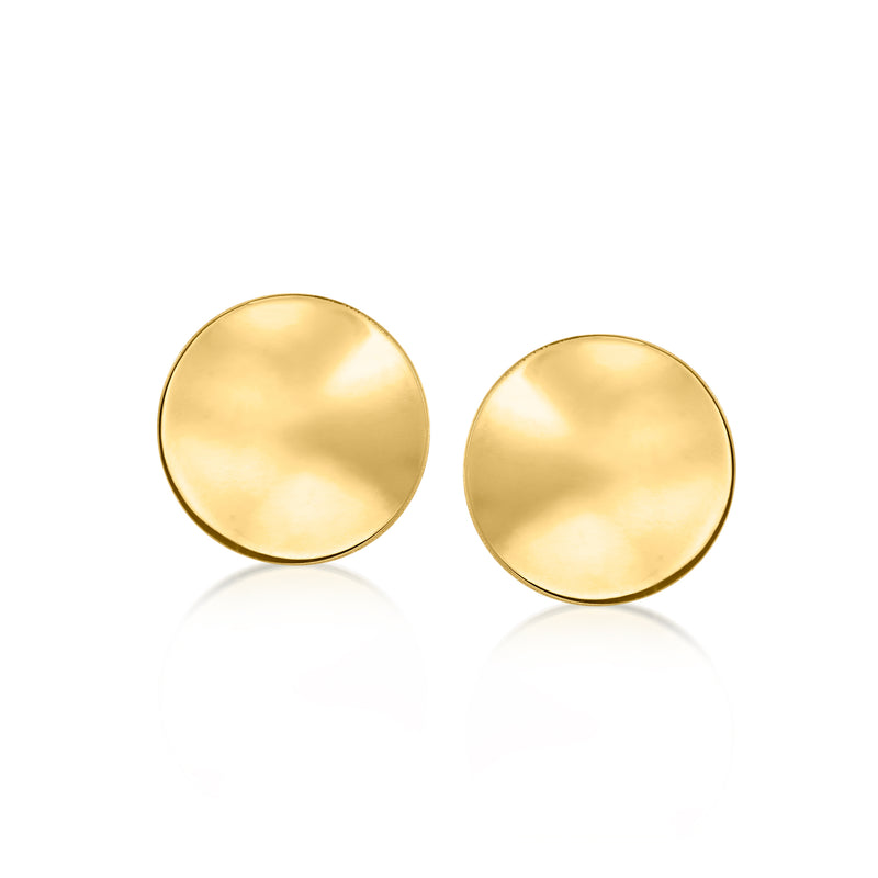 10kt yellow gold disc stud earrings with smooth round face