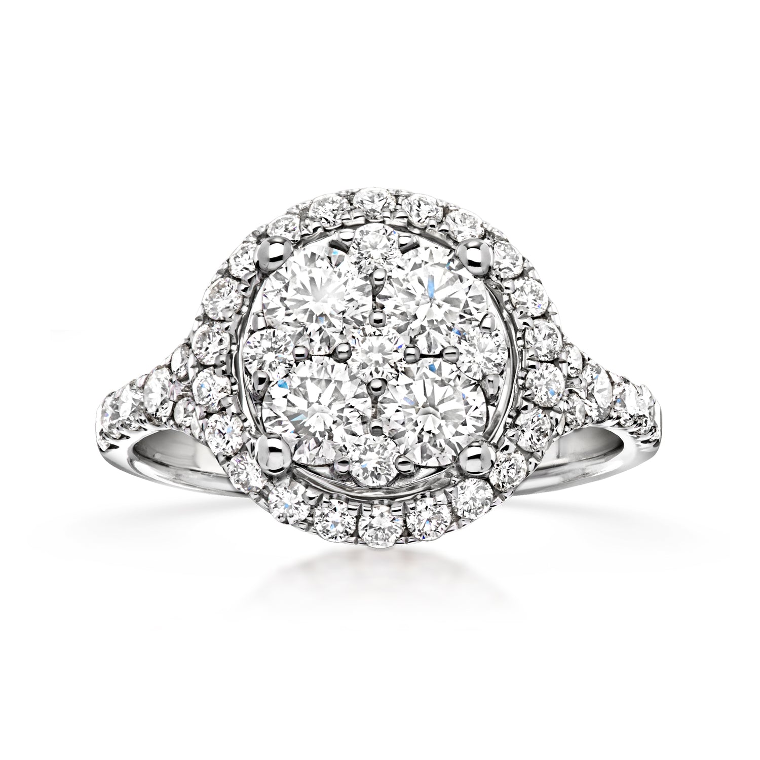 C. 2000 Vintage 2.00 ct. t.w. Diamond Cluster Ring in 14kt White Gold
