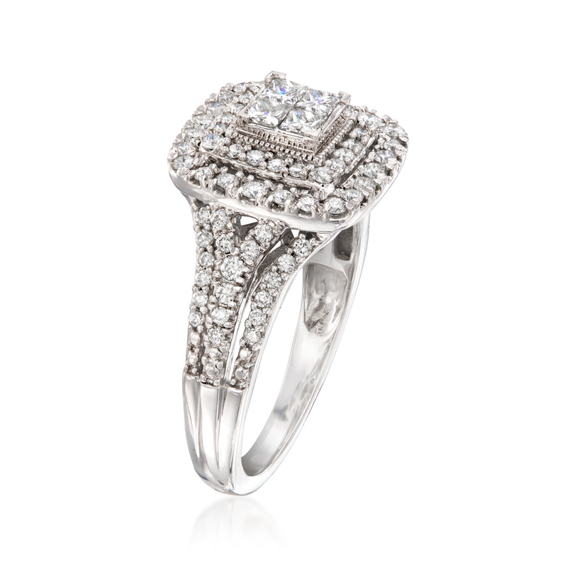 Vintage diamond cluster ring in 14kt white gold