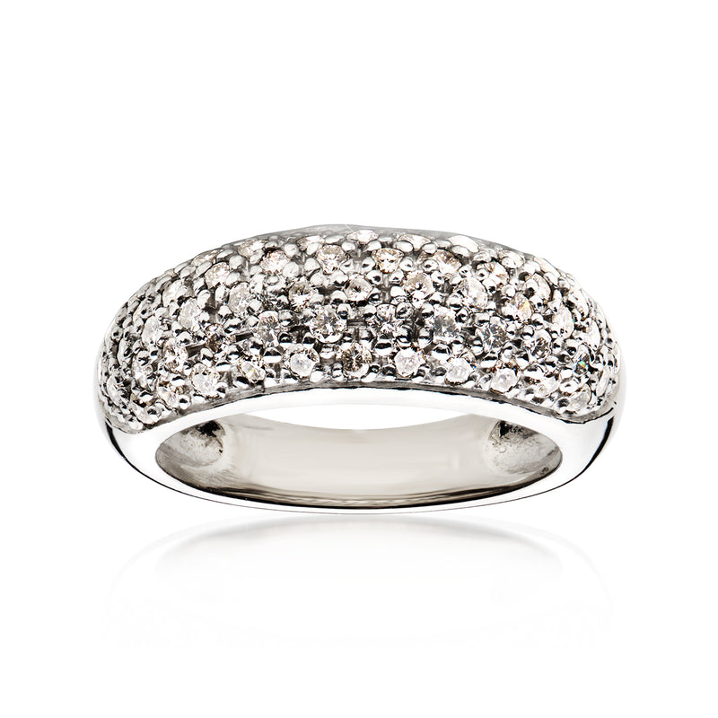 Vintage platinum diamond ring with pavé-set stones