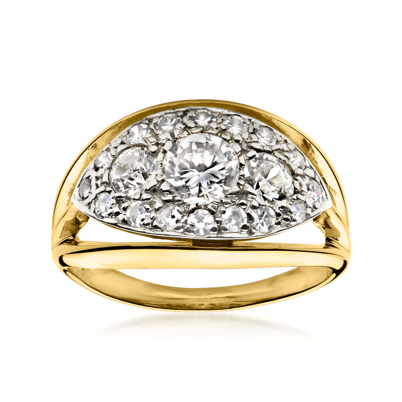 C. 1980 Vintage 1.00 ct. t.w. Diamond Cluster Ring in 14kt Yellow Gold. Size 5.5