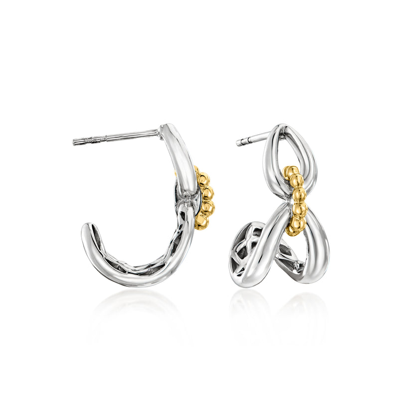 Gabriel & Co. interlocking-link drop earrings: silver with yellow gold accents