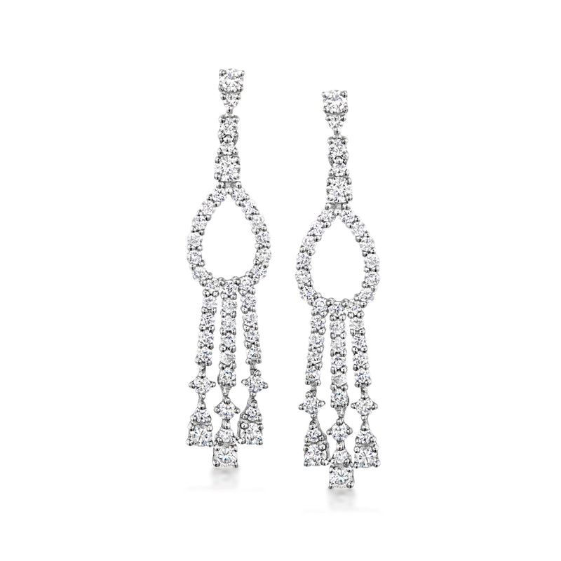Diamond chandelier post earrings in white gold