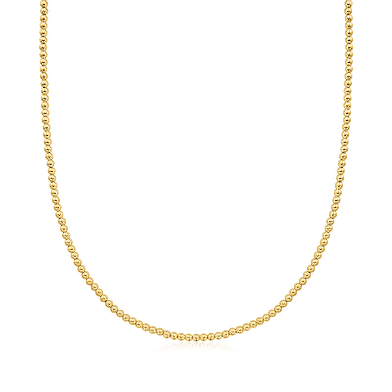 10kt yellow gold beaded necklace with small round beads