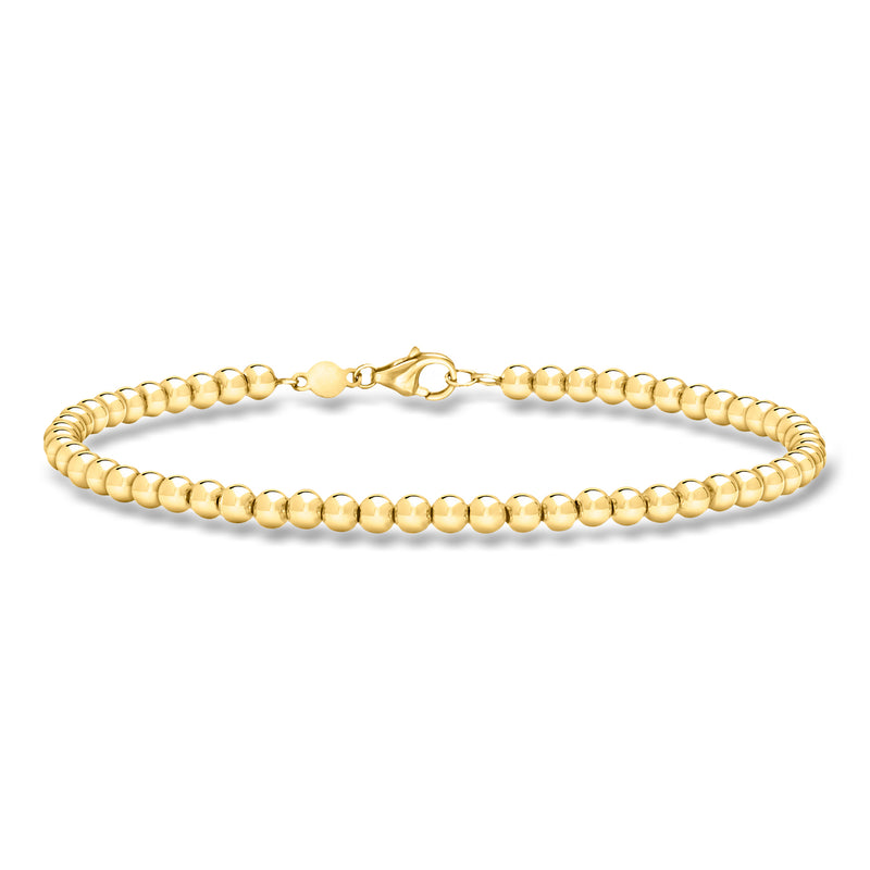 Yellow gold beaded bracelet with round ball beads and toggle clasp