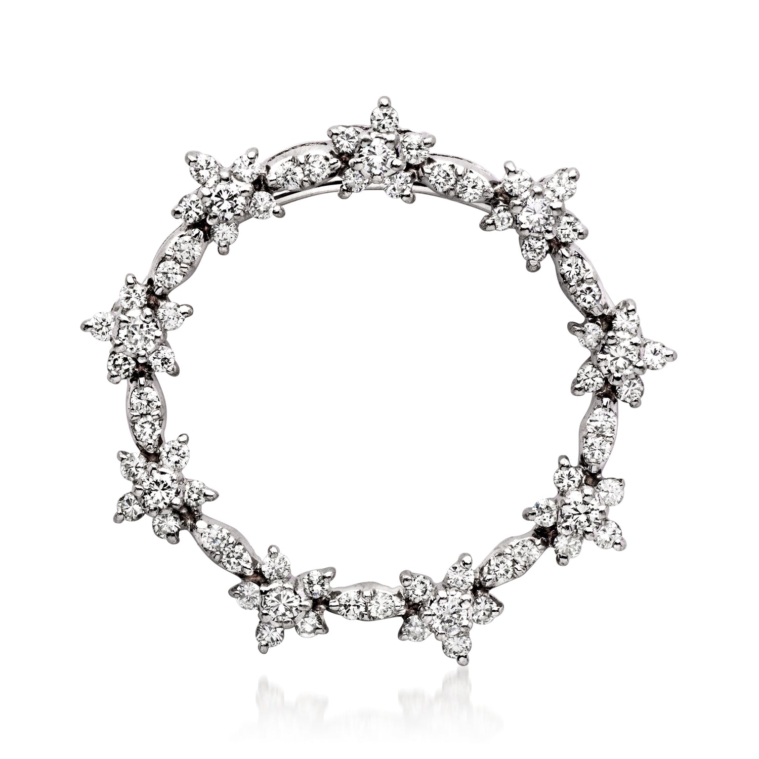 C. 1990 Vintage 2.10 ct. t.w. Diamond Floral Wreath Pin/Pendant in 14kt White Gold