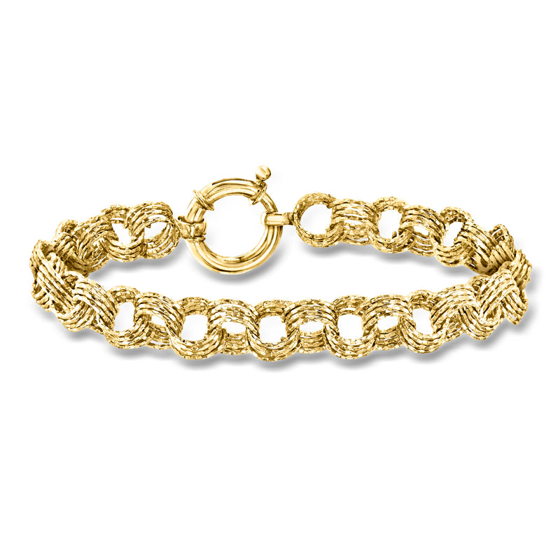Gold-plated oval-link bracelet with secure clasp, linked chain design