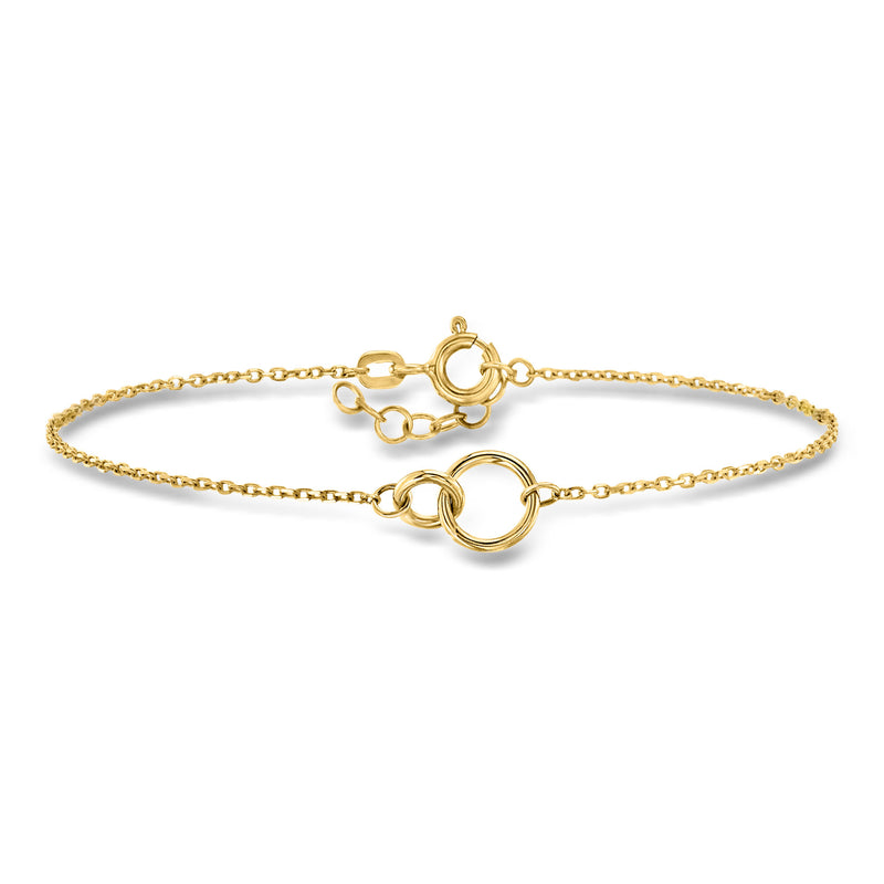 10kt yellow gold bracelet with interlocking circle links and toggle clasp
