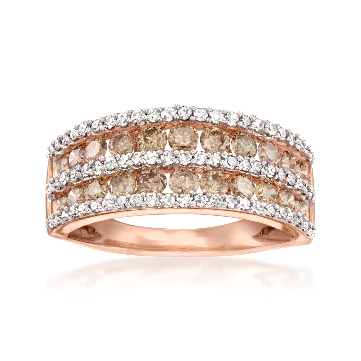 C. 2000 Vintage 1.15 ct. t.w. Brown and White Diamond Ring in 14kt Rose Gold