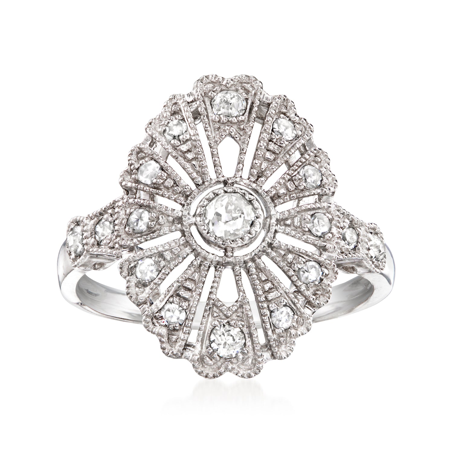C 2000 Vintage 36 ct tw Diamond Filigree Ring in Platinum