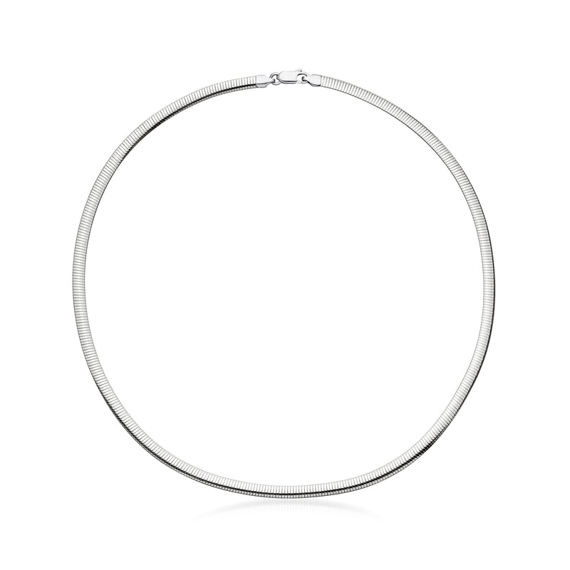 Silver-toned omega necklace with fine linked texture and small clasp