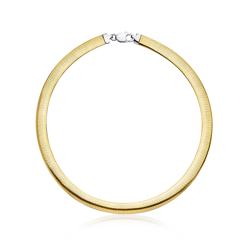Reversible omega necklace, gold-plated link chain with clasp, polished finish