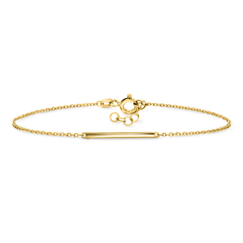 10kt yellow gold cable-chain bracelet with bar centerpiece and clasp