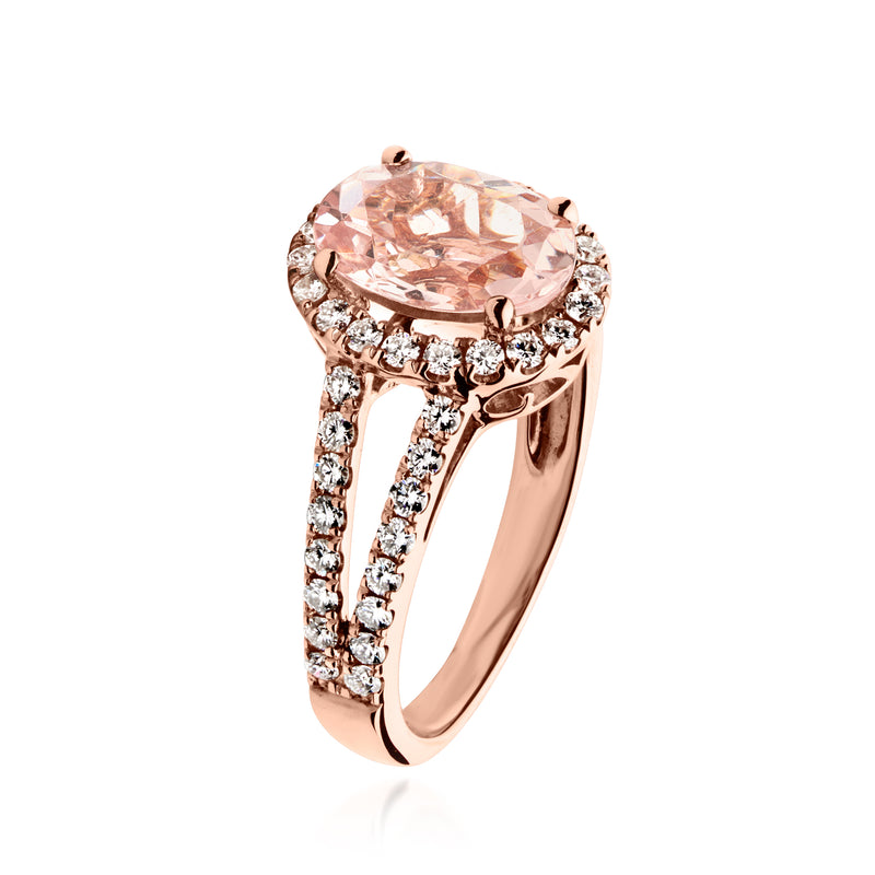 C. 2000 Vintage morganite ring with diamond accents in rose gold
