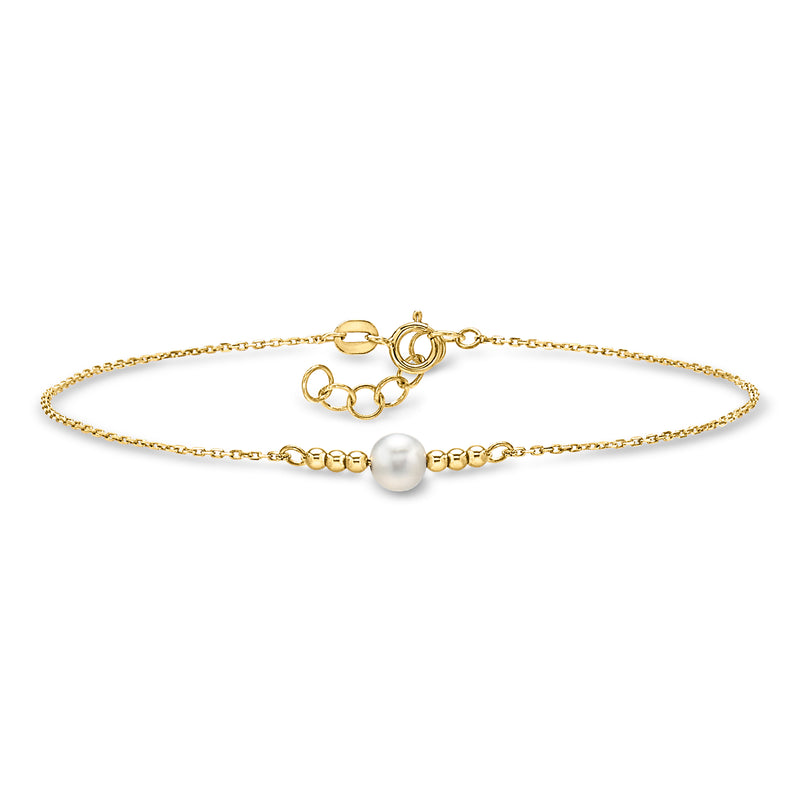 14kt yellow gold bracelet with cultured pearl and bead accents, chain clasp