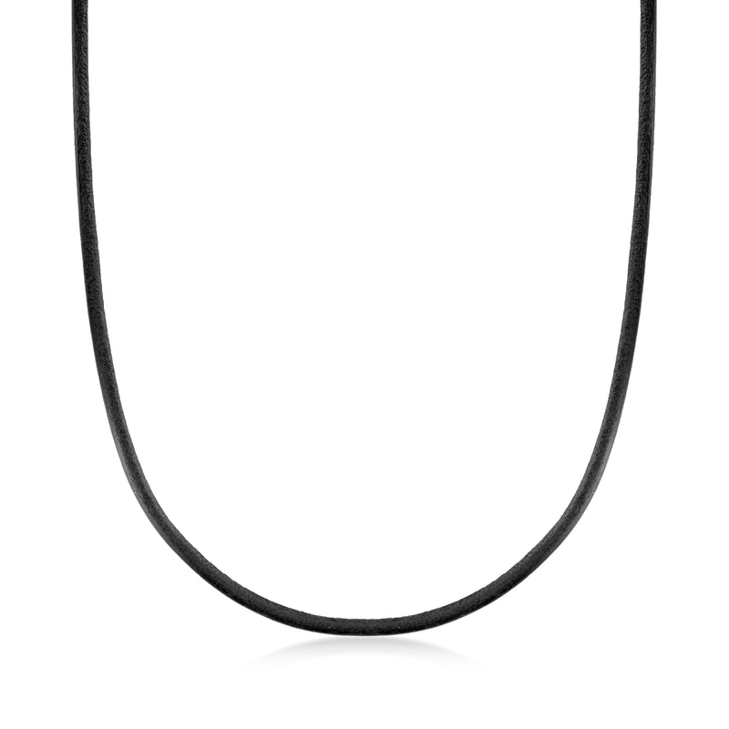 Black leather cord necklace with gold clasp
