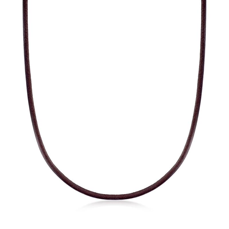 Italian brown leather cord necklace, smooth dark-brown cord loop