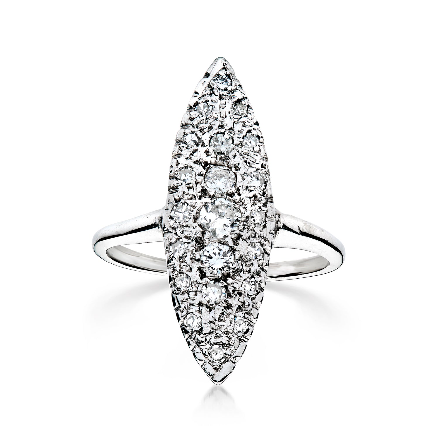 C. 2000 Vintage .52 ct. t.w. Diamond Navette Cluster Ring in 14kt White Gold