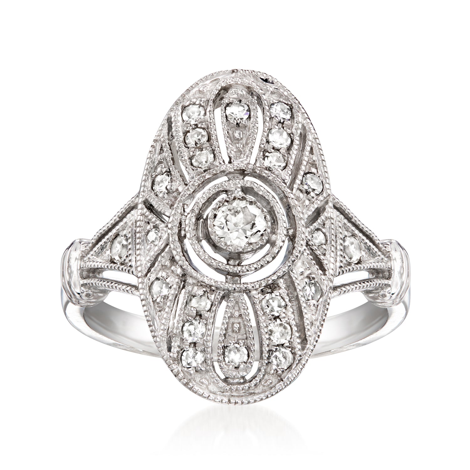 C. 2000 Vintage .30 ct. t.w. Diamond Filigree Ring in Platinum