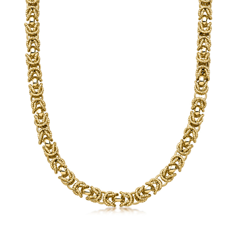 Gold-plated Byzantine chain necklace with repeating oval link pattern
