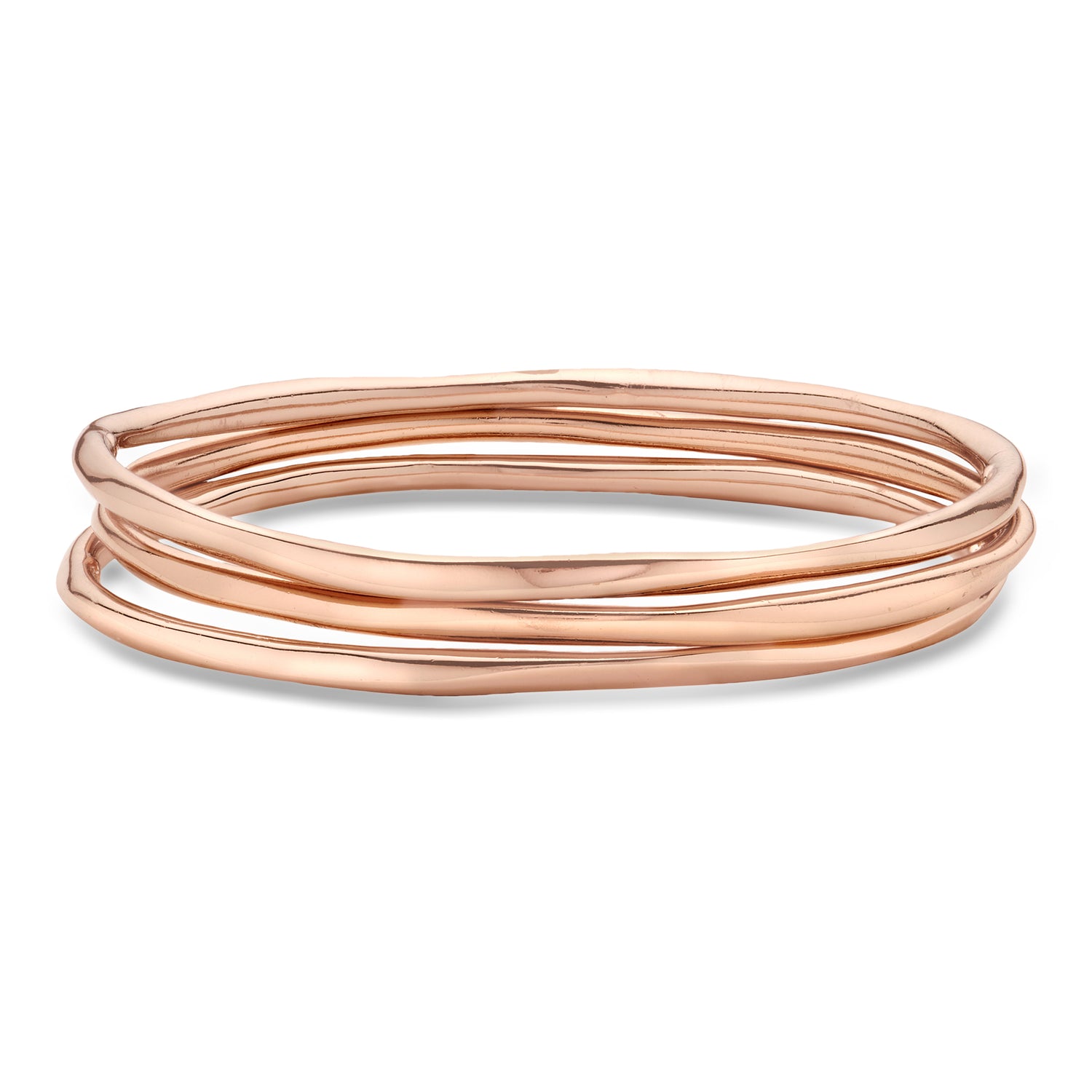C. 2000 Vintage Ippolita 14kt Rose Gold Over Sterling Jewelry Set: Three Bangle Bracelets