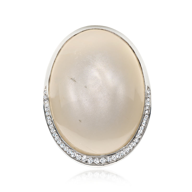 Ippolita moonstone ring with diamond accents in sterling silver
