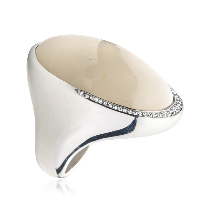 Ippolita moonstone ring in sterling silver with diamond accents
