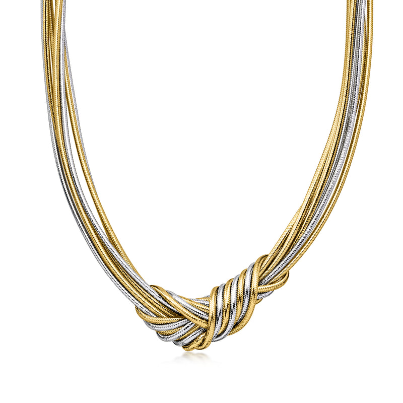 Italian Two-Tone Flex Knot Necklace with 18kt Gold Over Sterling Clasp