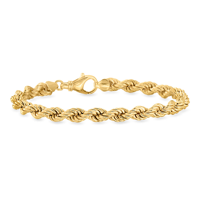 Yellow gold-plated rope-chain bracelet with round toggle clasp