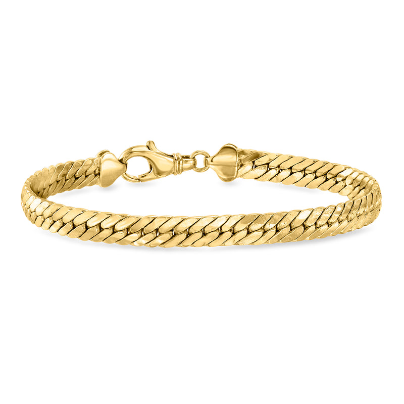 14kt yellow gold-plated Cuban-link bracelet with braided chain and lobster clasp