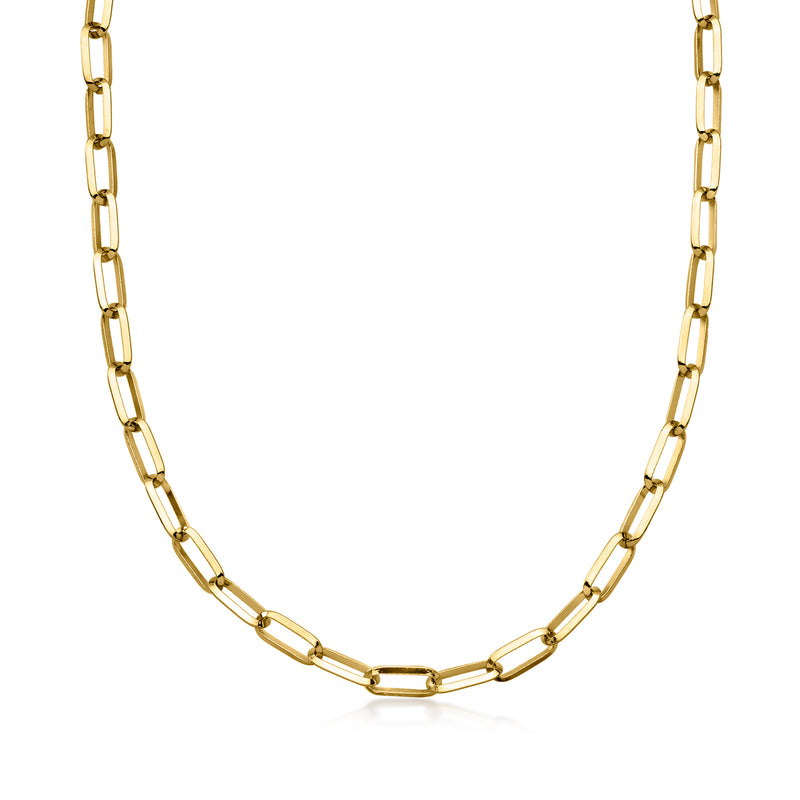 Gold-plated paper clip link necklace with oval links