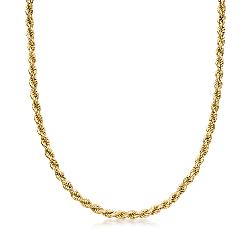 Yellow gold-plated rope-chain necklace, open link texture