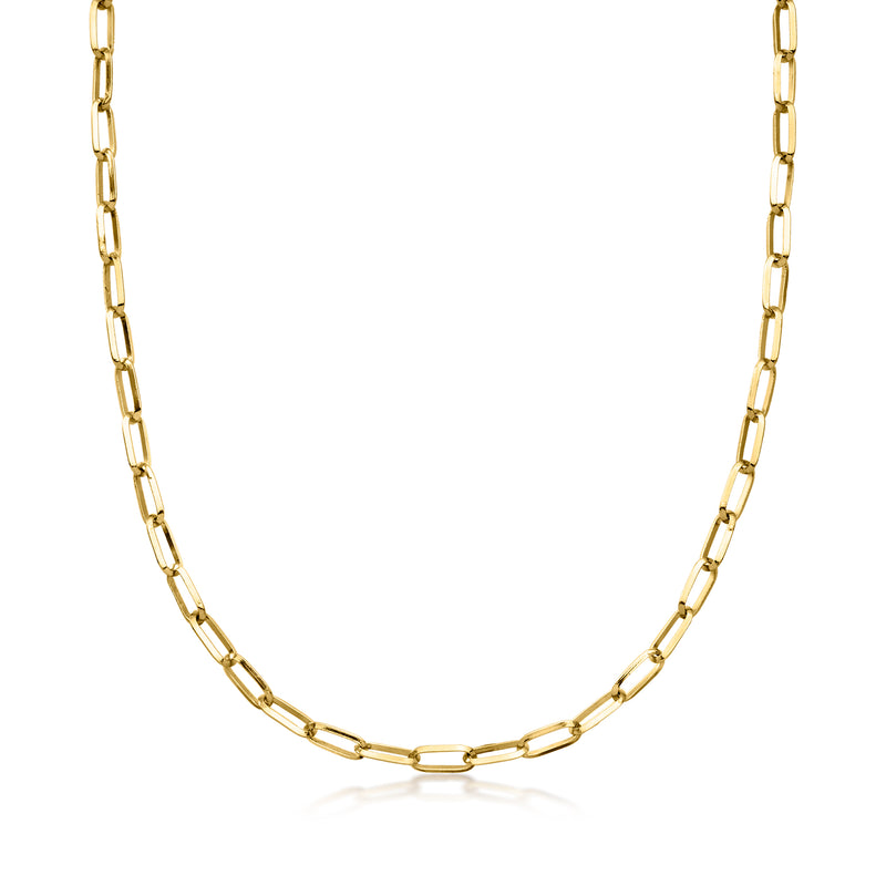 Gold-plated paper clip link necklace with oval chain links