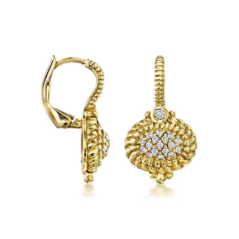 Judith Ripka 18kt yellow gold diamond drop leverback earrings