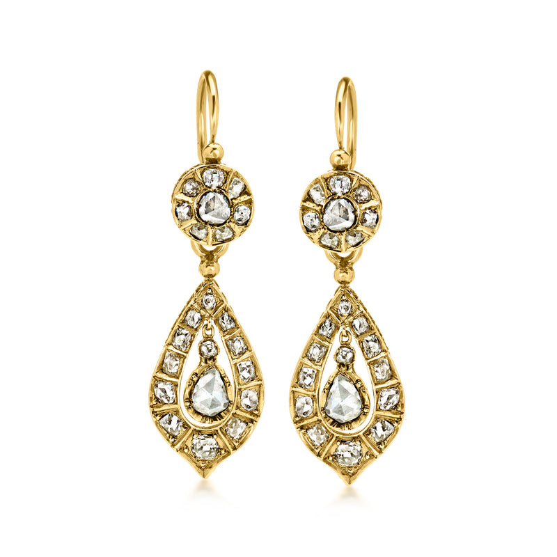C. 1900 Vintage 2.00 ct. t.w. Diamond Day/Night Earrings in 18kt Yellow Gold