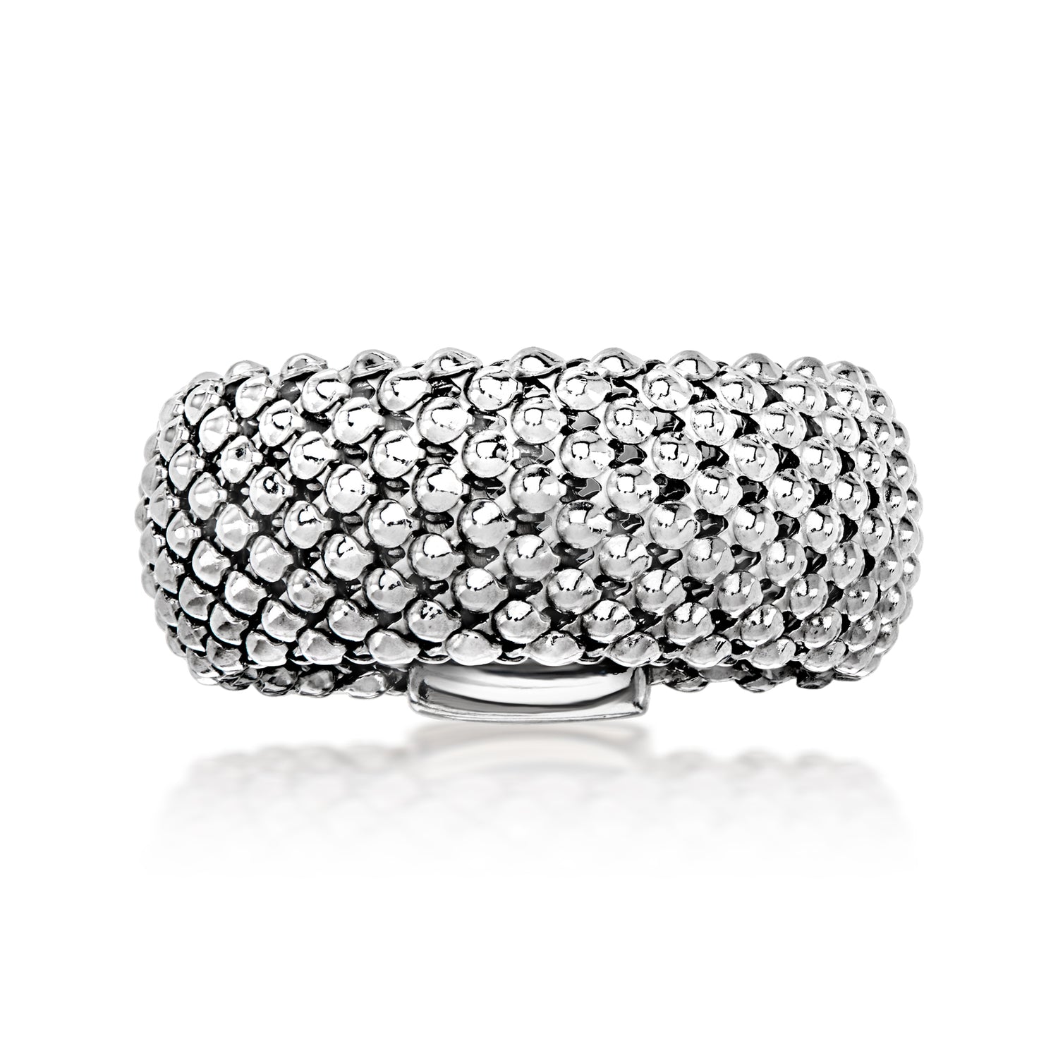 Italian Sterling Silver Flat PopcornLink Ring