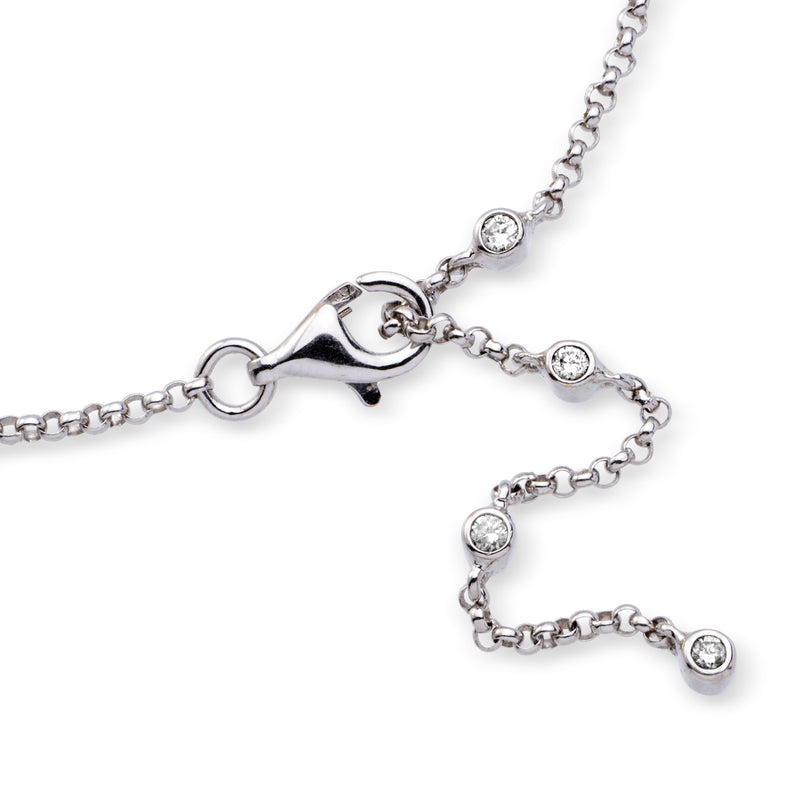 White gold diamond necklace chain with spring-ring clasp and small round links