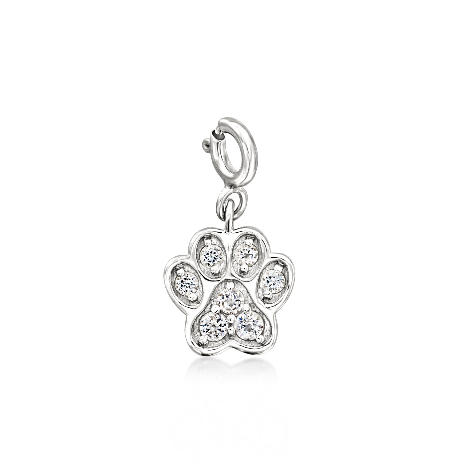 Ross-simons .40 Ct. T.w. White Topaz Paw Print Charm In Sterling Silver