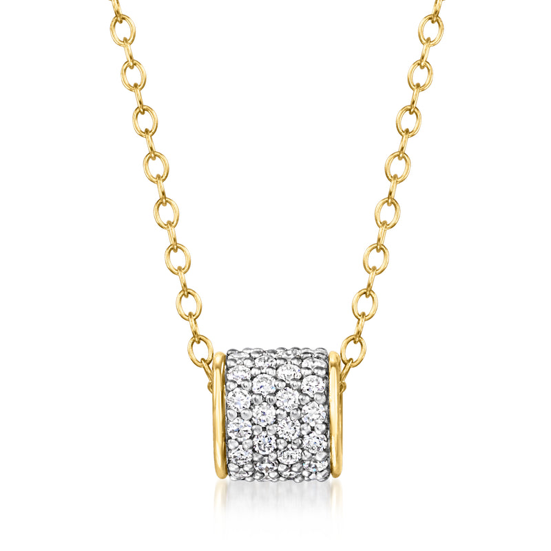 18kt gold over sterling diamond pendant necklace with pave square cluster