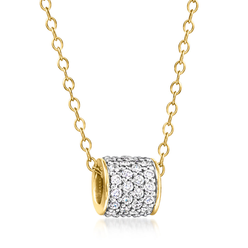 Gold diamond pendant necklace with pave square cluster and gold side settings