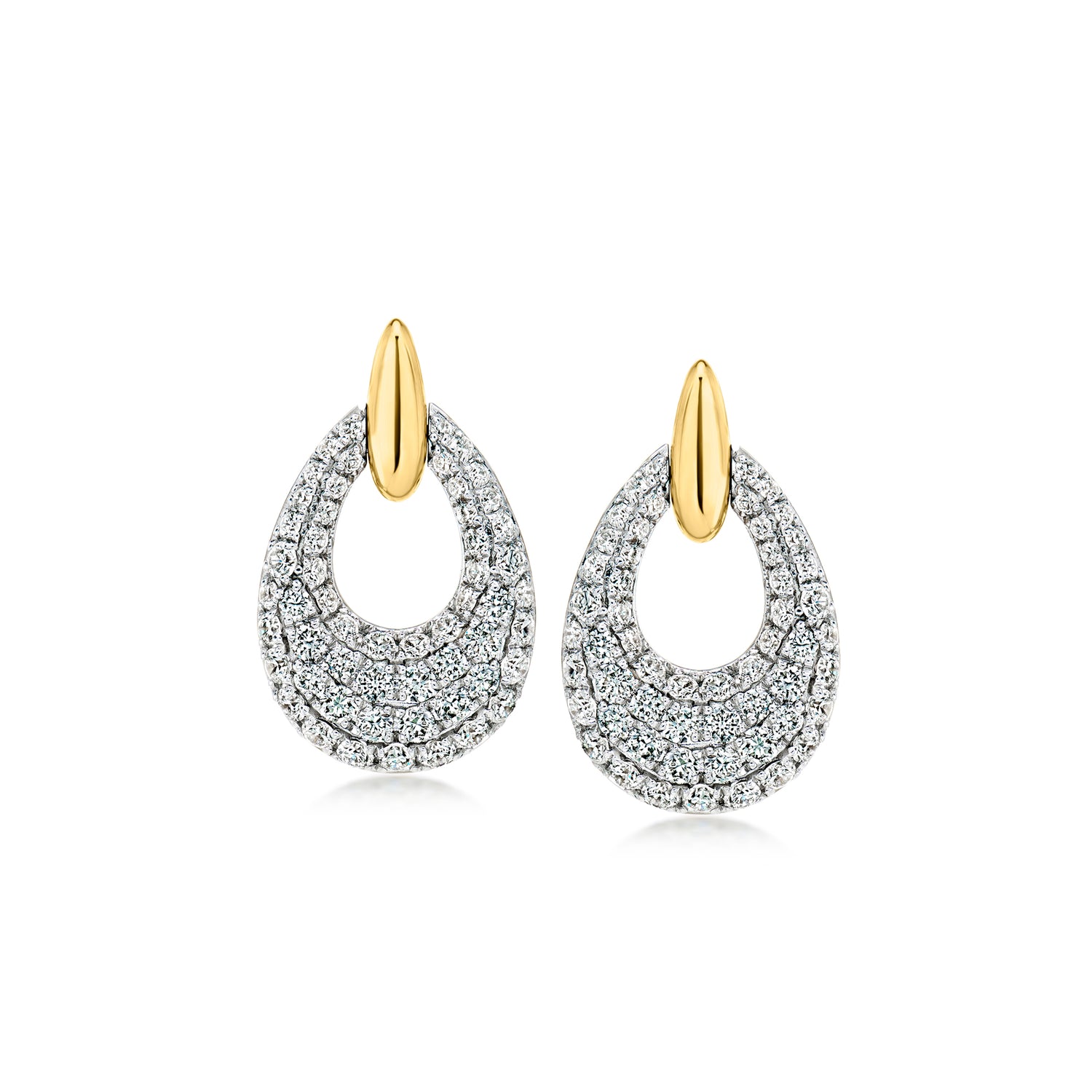 2.15 ct. t.w. Lab Grown Diamond Oval Drop Earrings in 18kt Gold Over Sterling