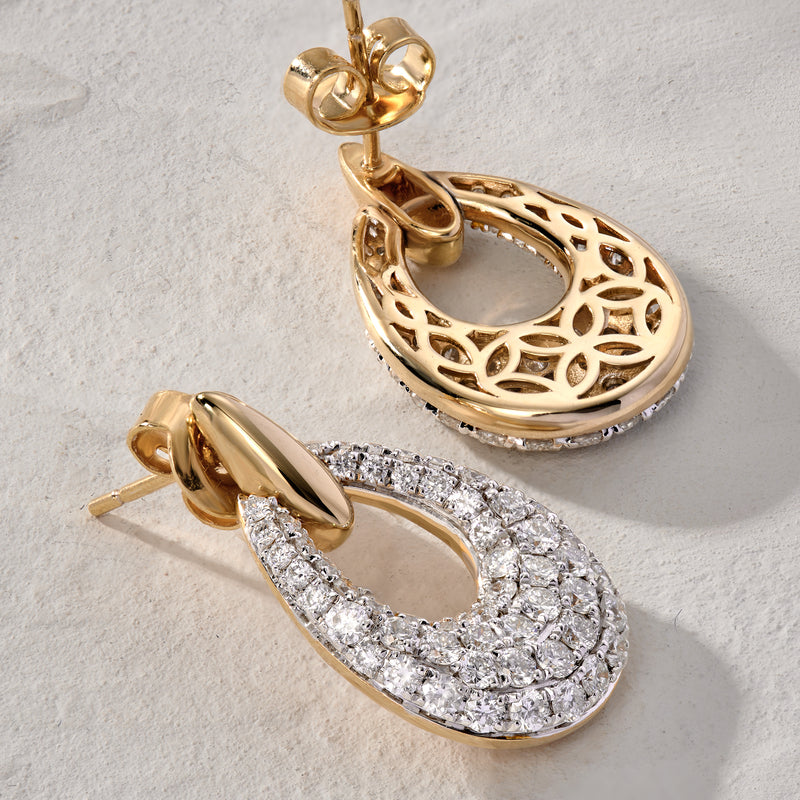 2.15 ct. t.w. Lab-Grown Diamond Oval Drop Earrings in 18kt Gold Over Sterling