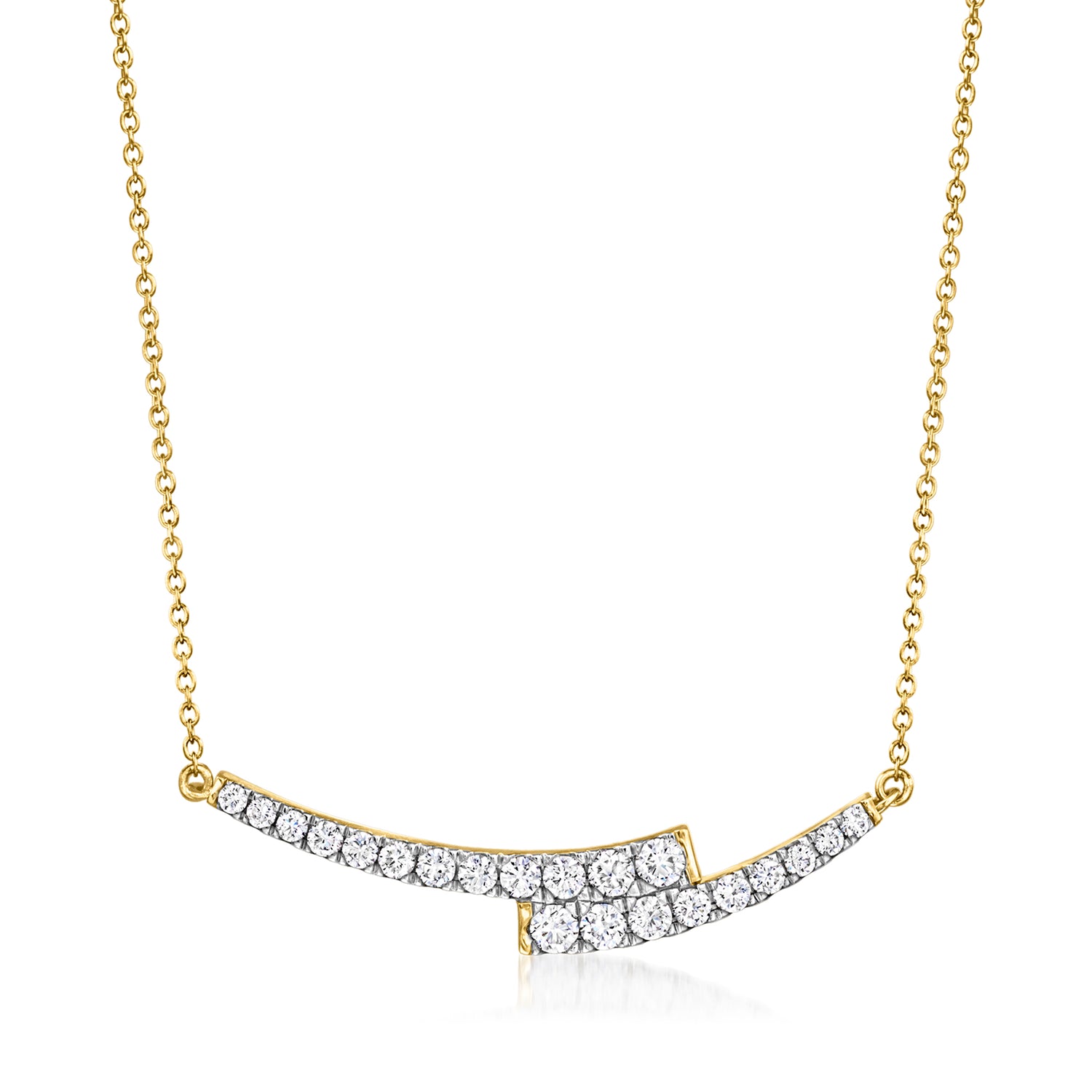1.15 ct. t.w. Lab Grown Diamond Bypass Bar Necklace in 18kt Gold Over Sterling