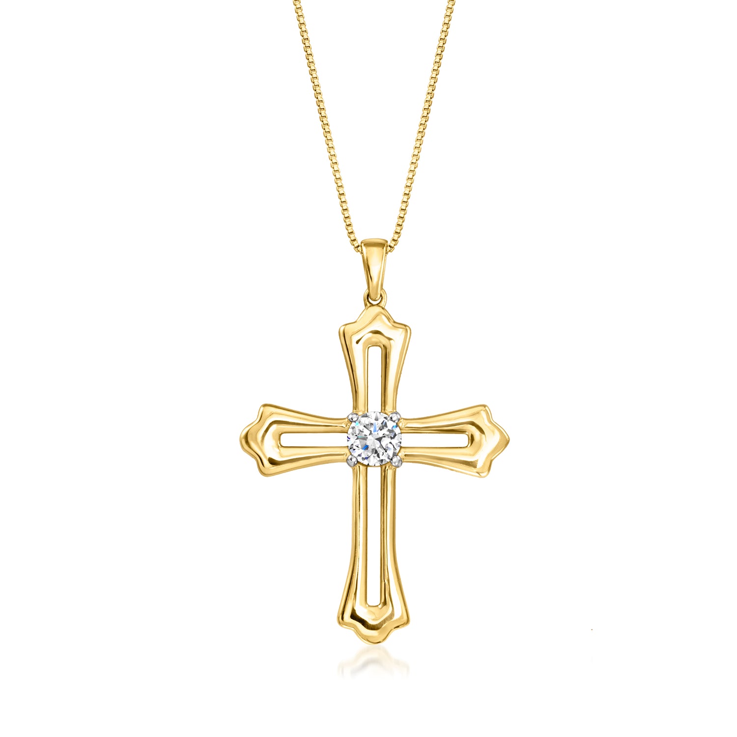 .50 Carat Lab Grown Diamond Cross Pendant Necklace in 18kt Gold Over Sterling