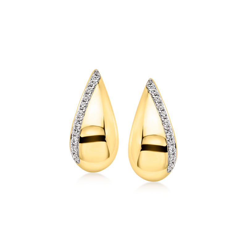 Teardrop earrings in gold over sterling with diamond-accent edges